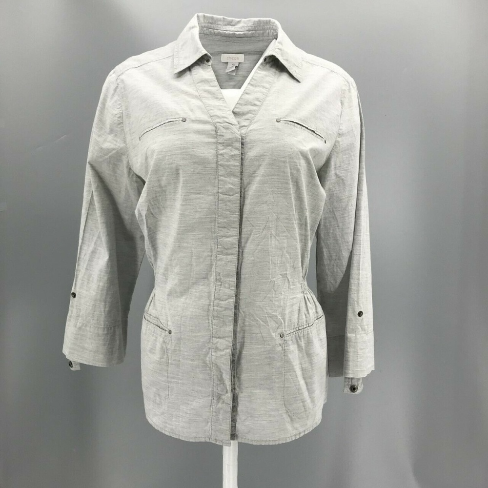 Chico's Button Down Lightweight Jacket Sz 2/L/12